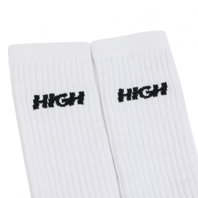 Meia High Logo Branco