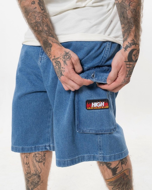 Bermuda High Cargo Jeans Azul