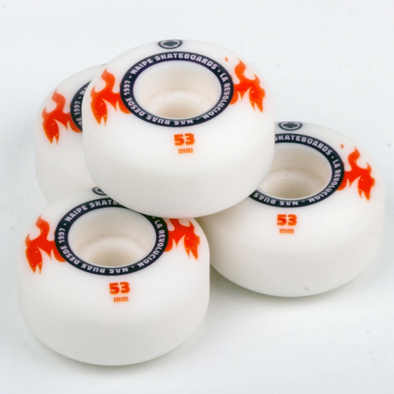 Roda Naipe 53mm 101A Slim Fogo Branco/Laranja