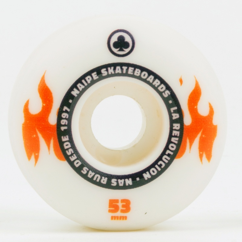 Roda Naipe 53mm 101A Slim Fogo Branco/Laranja