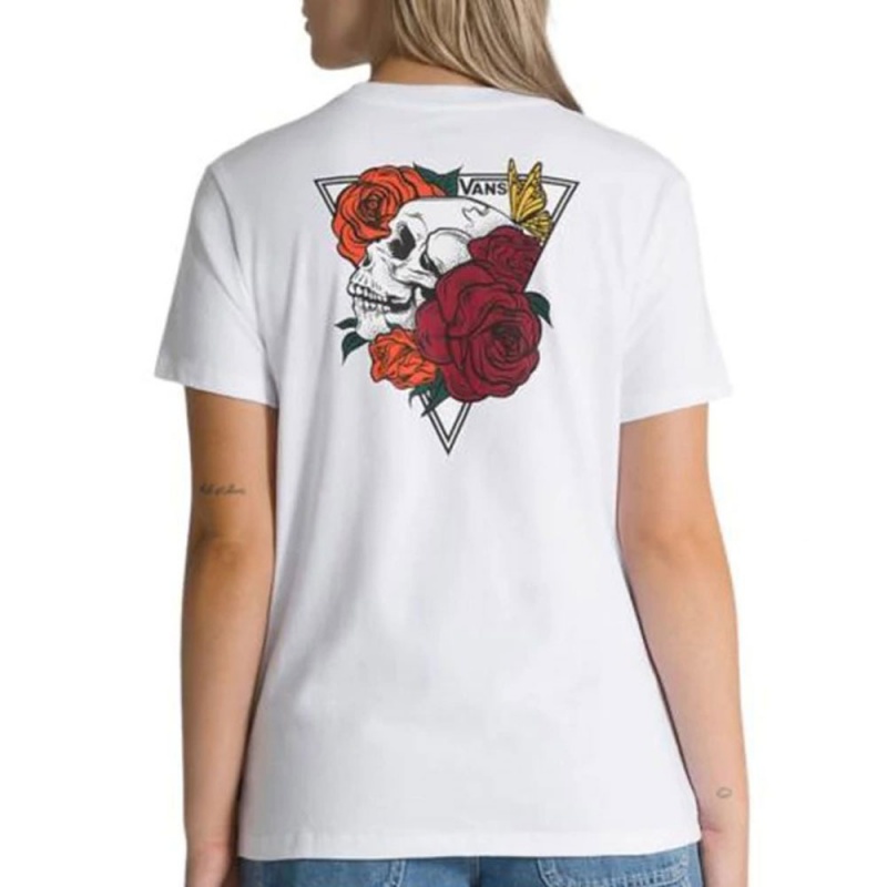 Baby Look Vans Bloom Skull Branco