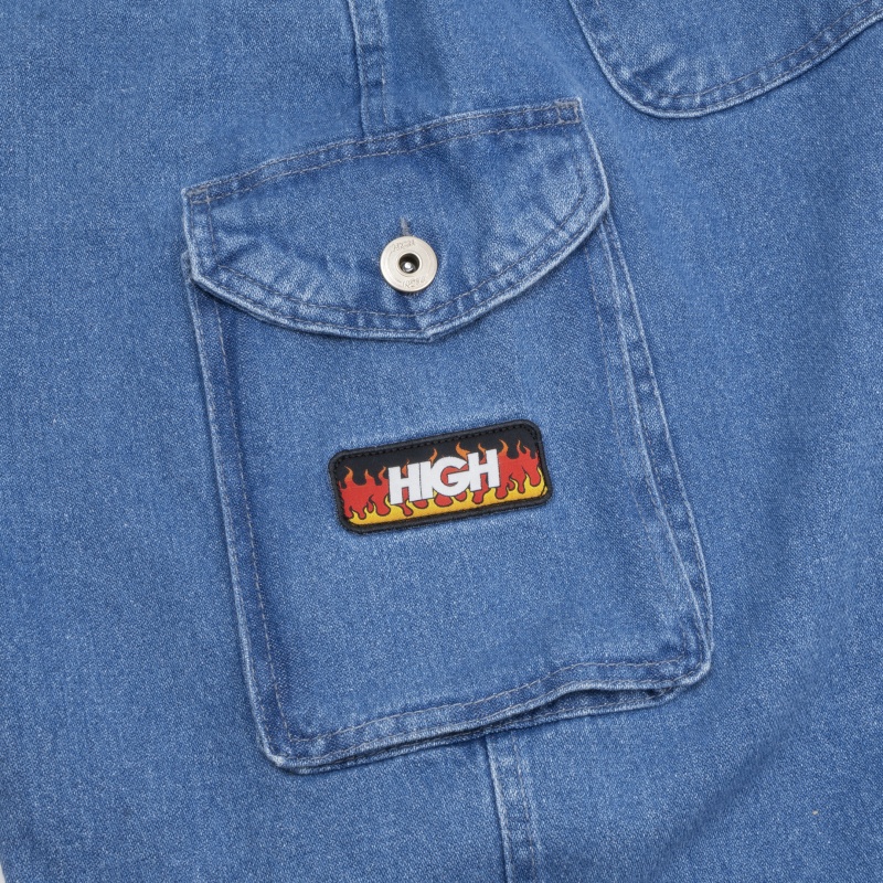 Bermuda High Cargo Jeans Azul