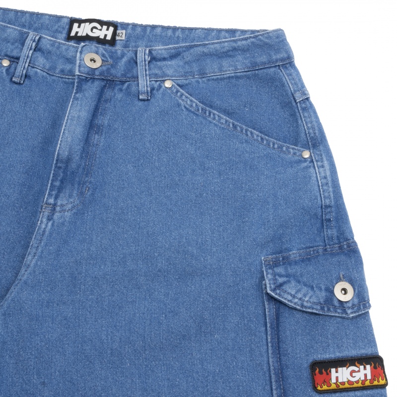 Bermuda High Cargo Jeans Azul