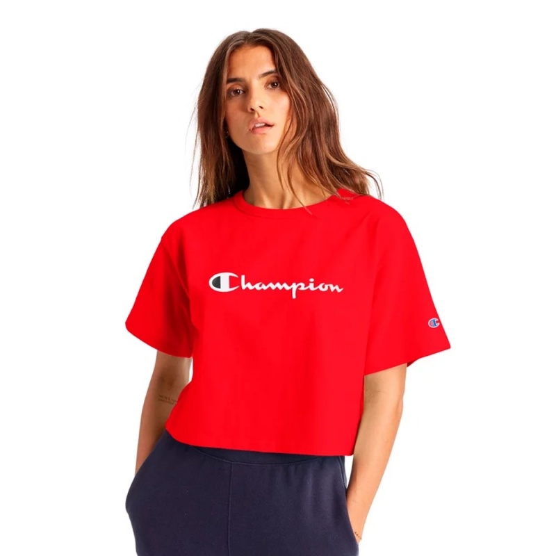 Blusa Champion Cropped Script Logo Vermelho