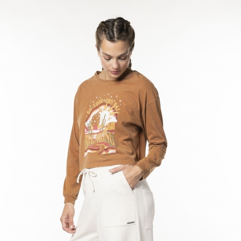Blusa Manga Longa Billabong Go Your Own Marrom
