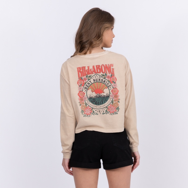 Blusa Manga Longa Billabong Beach Boyfriend Bege