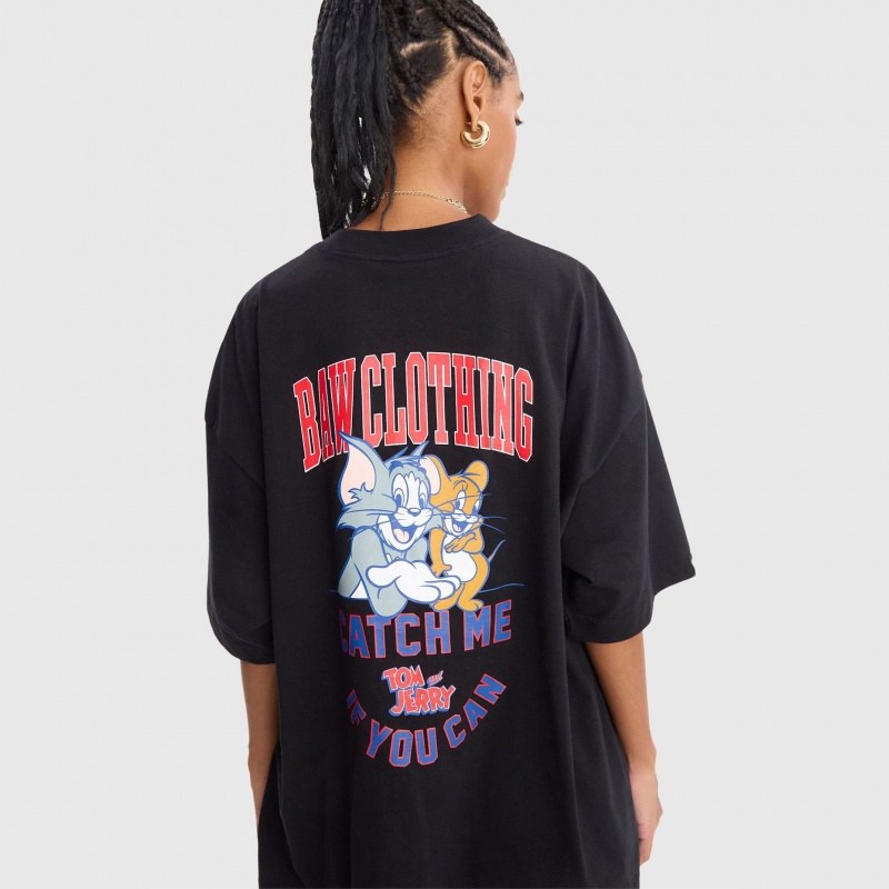 Camiseta Baw New Over Together x Tom e Jerry Preto