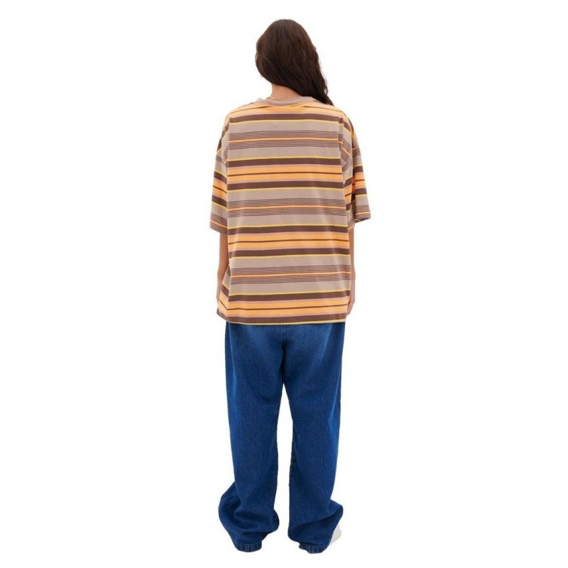 Camiseta Baw Over Striped Revival Marrom