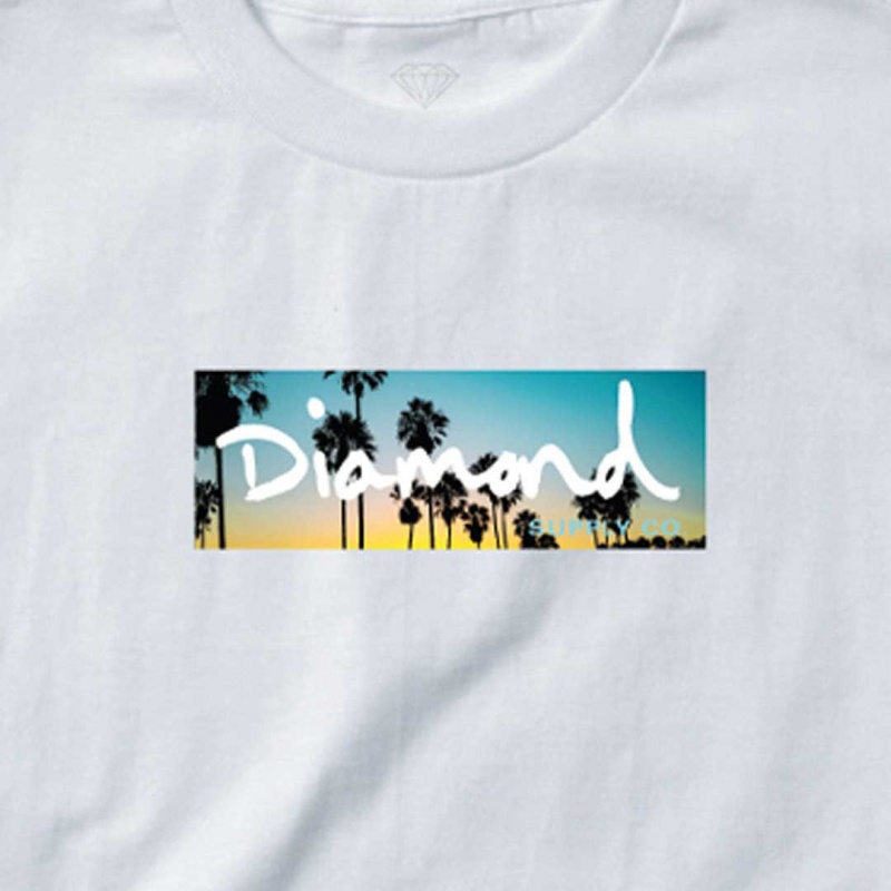 Camiseta Diamond Palm Trees Box Logo Branco