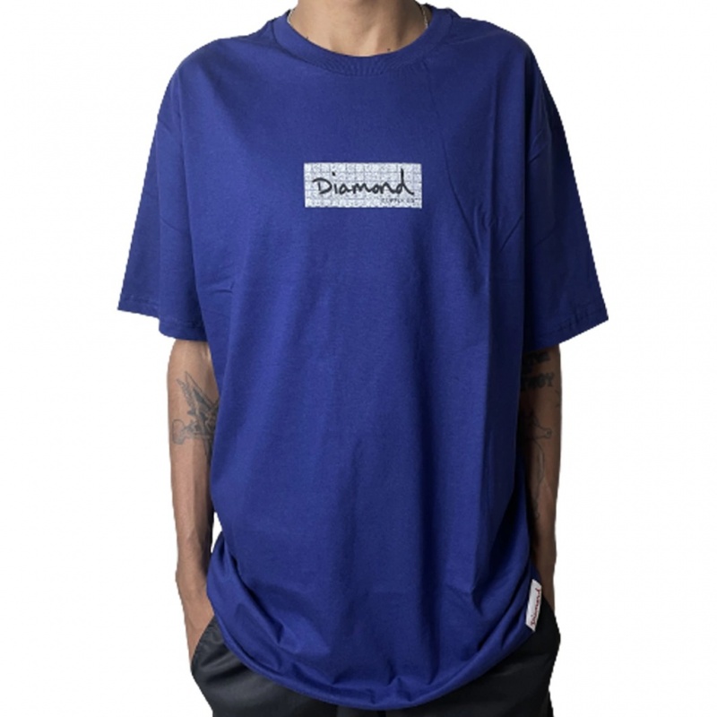 Camiseta Diamond Pave Mini Box Logo Azul