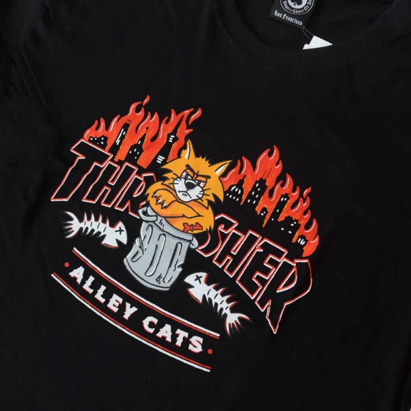 Camiseta Manga Longa Thrasher Alley Cats Preto