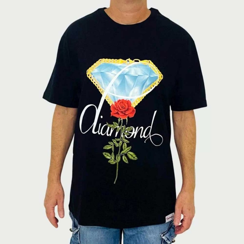 Camiseta Diamond Rose Chain Preto