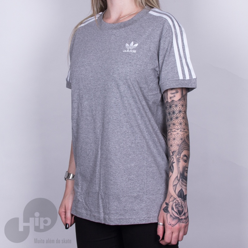 Camiseta Adidas 3 Stripes Cinza