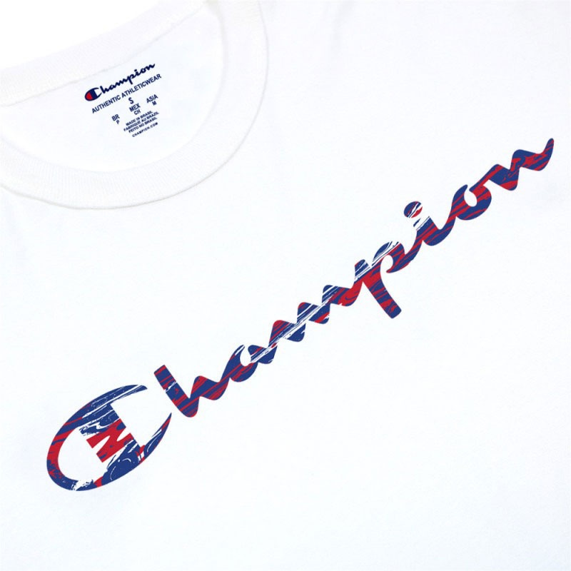 Camiseta Champion Abstract Script Ink Branco