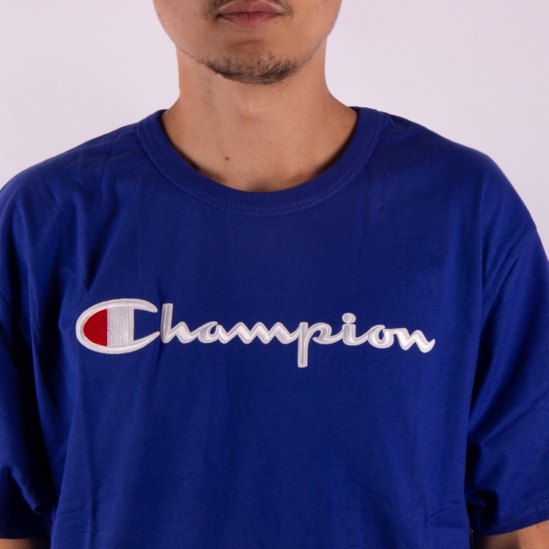 Camiseta Champion Embroidery Trad Logo Azul Escuro