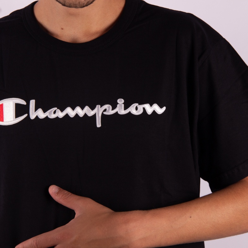 Camiseta Champion Embroidery Trad Logo Script Preto