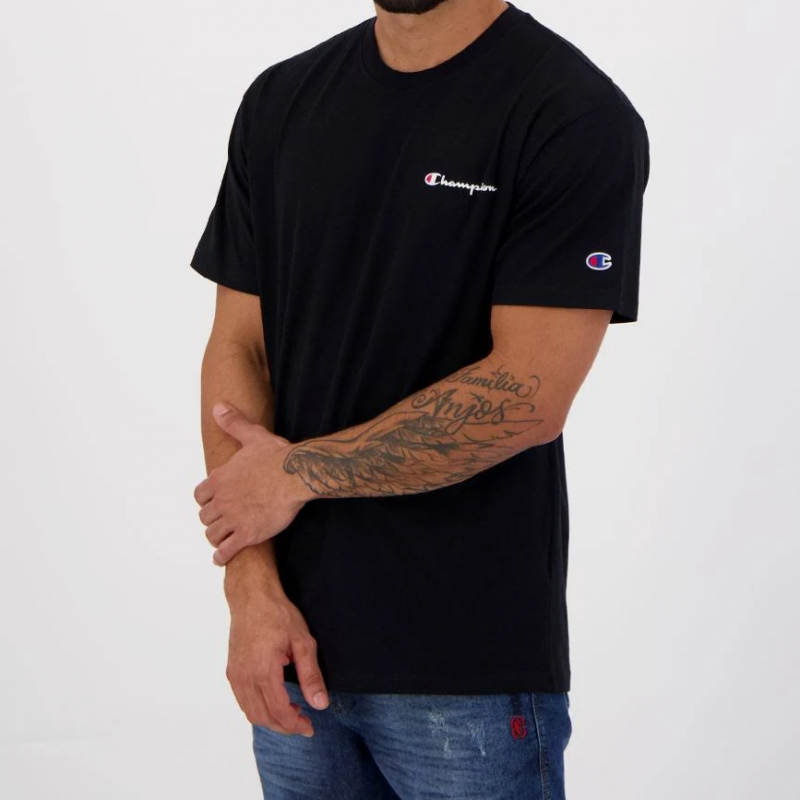 Camiseta Champion Logo Mini Script Preto