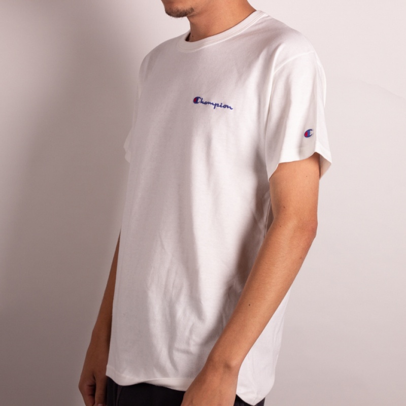 Camiseta Champion Script Embroidery Logo Branco