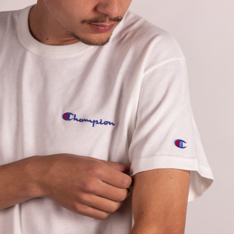 Camiseta Champion Script Embroidery Logo Branco