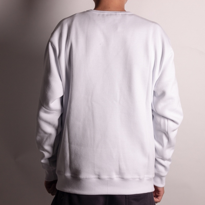 Moletom Crewneck Champion Script Patch Logo Branco