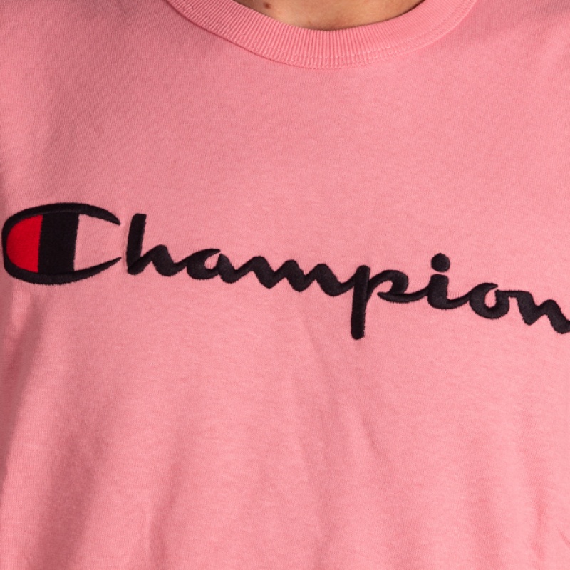 Camiseta Champion Script Patch Logo Rosa