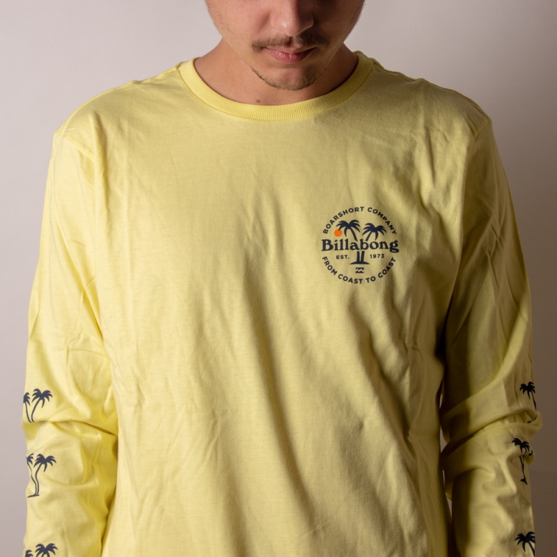 Camiseta Manga Longa Billabong Coaster Amarelo