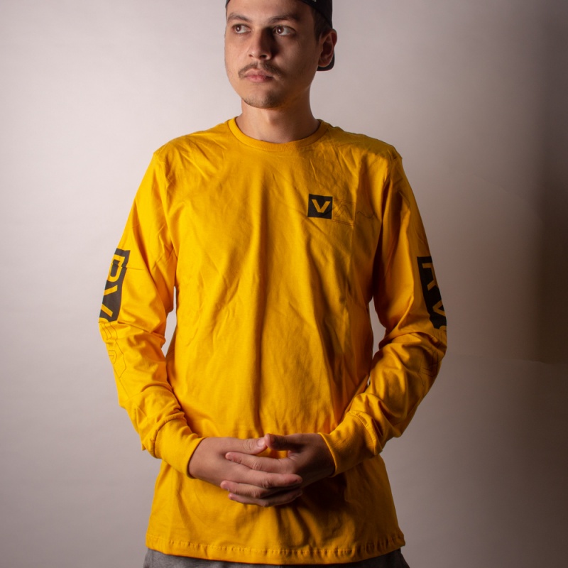 Camiseta Manga Longa RVCA Divides Amarelo