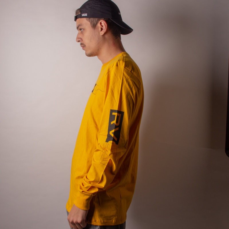 Camiseta Manga Longa RVCA Divides Amarelo