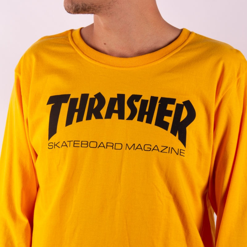 Camiseta Manga Longa Thrasher Skate Mag Amarelo