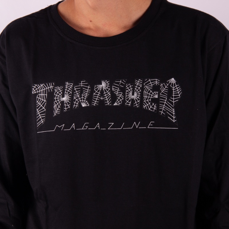 Camiseta Manga Longa Thrasher Web Logo Preto