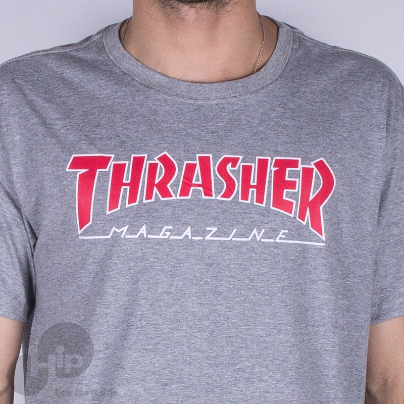 Camiseta Thrasher Outlined Cinza Claro