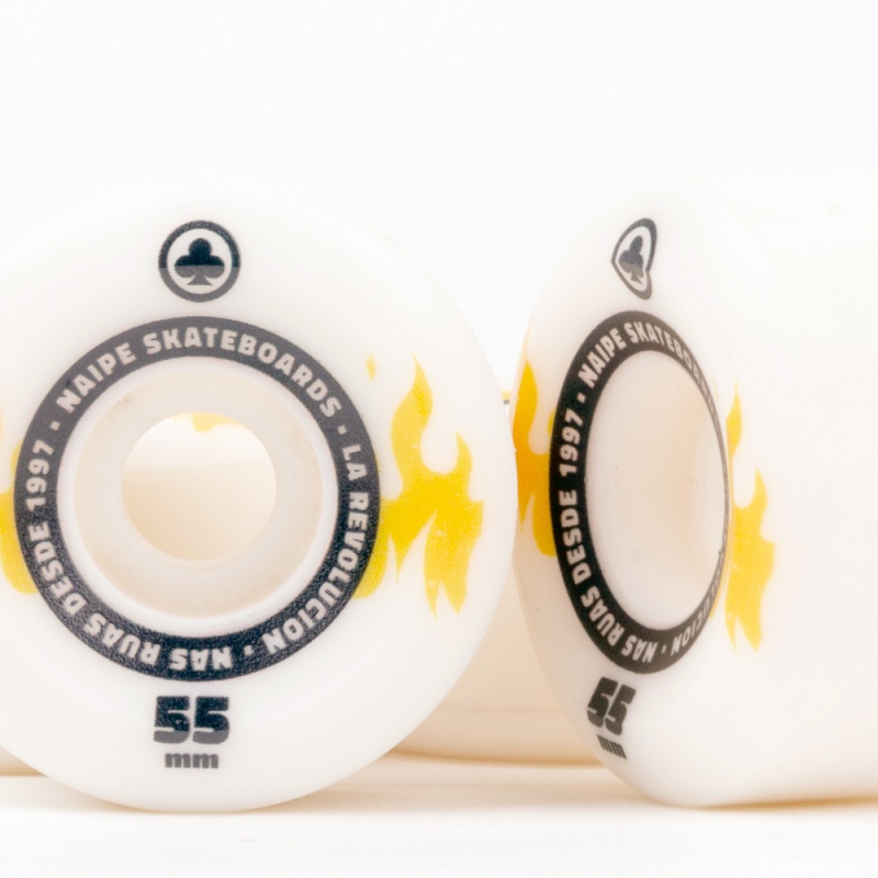 Roda Naipe 55mm 101A Cnica Fogo Branco/Amarelo