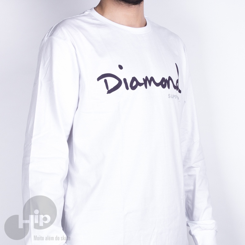 CAMISETA MANGA LONG DIAMOND OG SCRIPT BRANCA