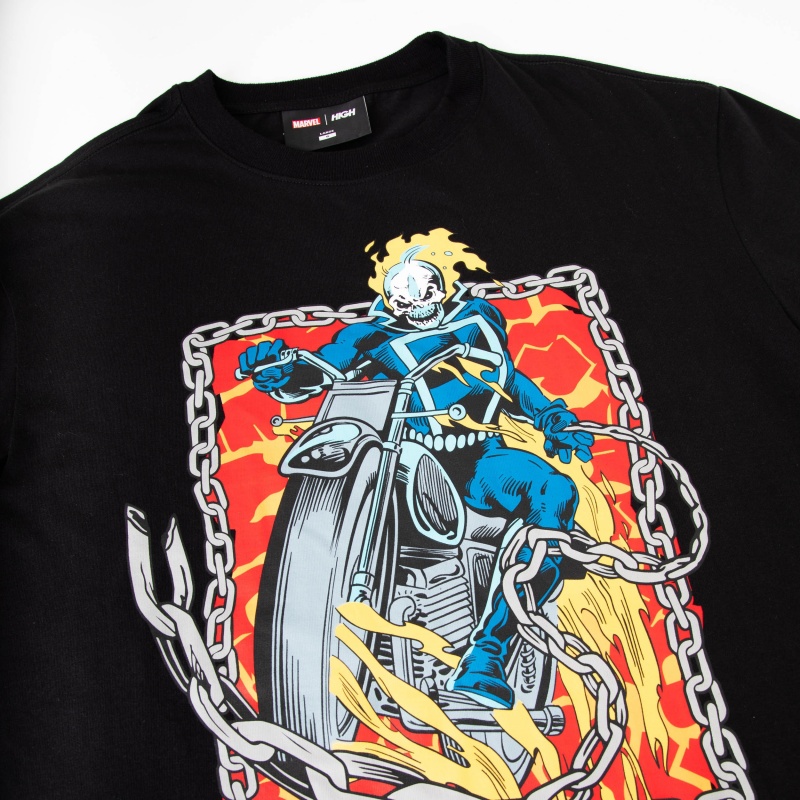 Camiseta Manga Longa High Marvel Ghost Rider Preto