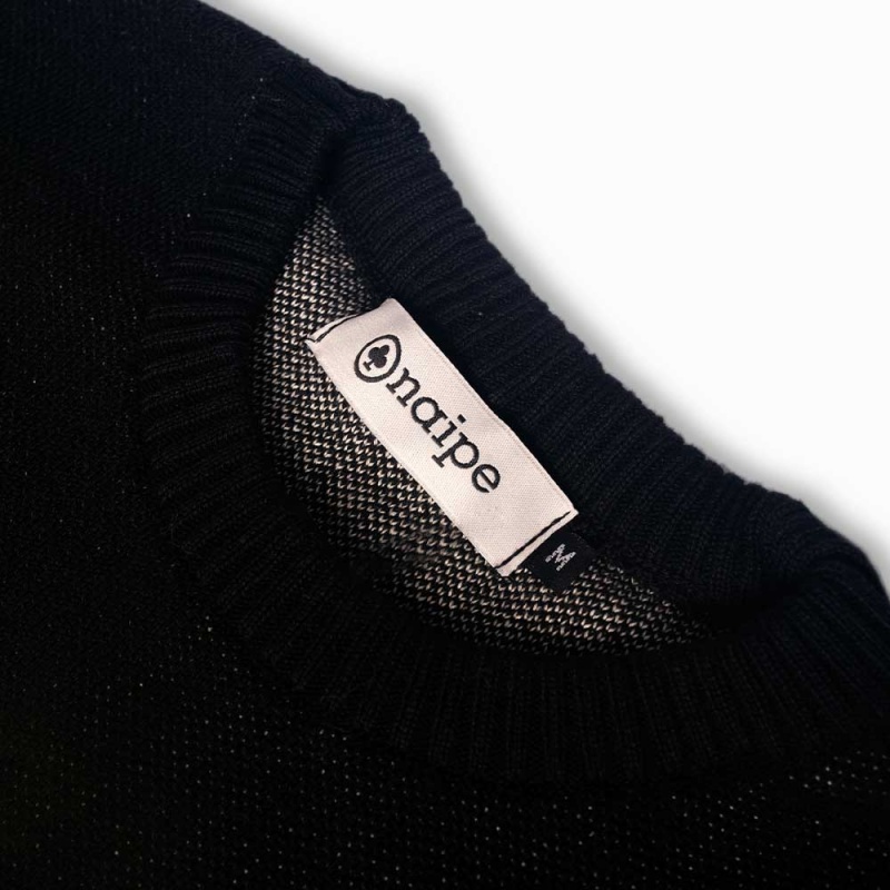 Malha Naipe Jacquard Preto