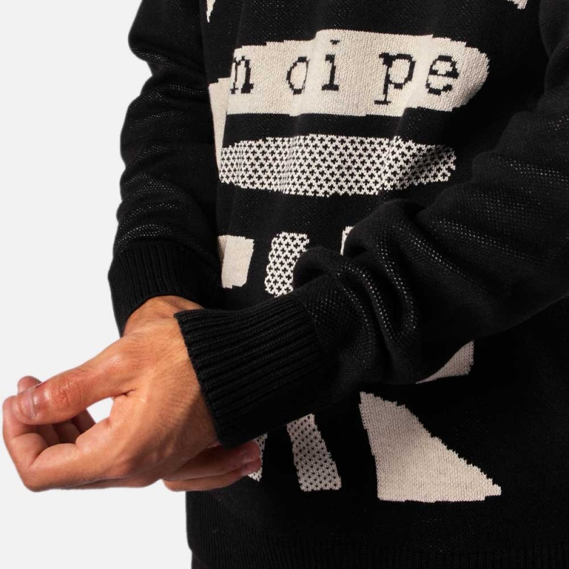 Malha Naipe Jacquard Preto