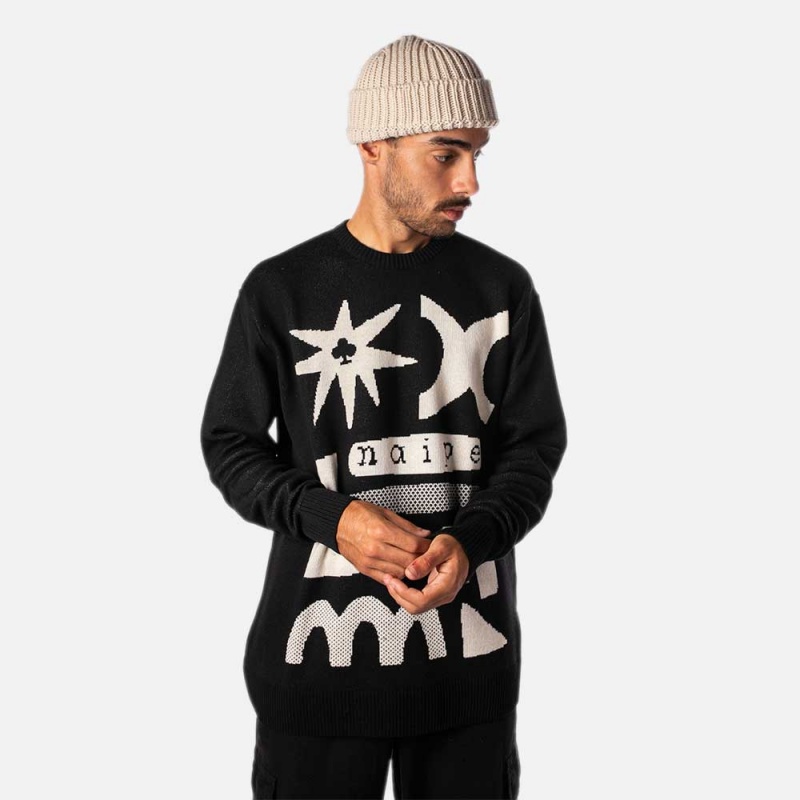Malha Naipe Jacquard Preto