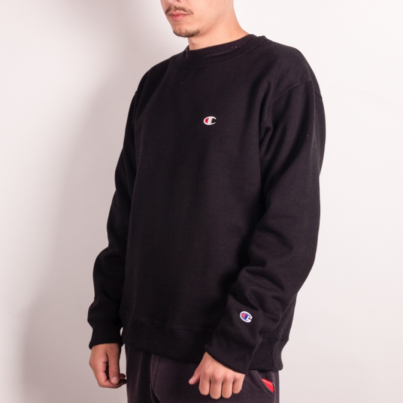 Moletom Crewneck Champion C Logo Embroidery Preto