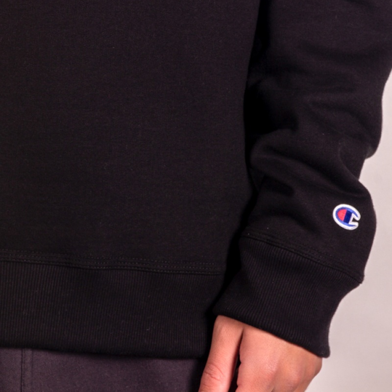 Moletom Crewneck Champion C Logo Embroidery Preto