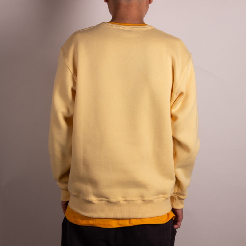 Moletom Crewneck Champion Script Patch Logo Amarelo