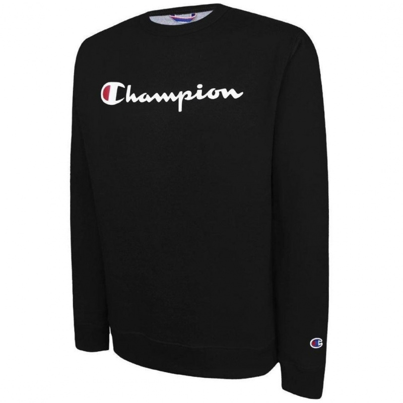 Moletom Crewneck Champion Script Patch Logo Preto