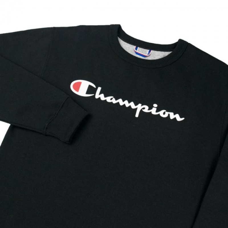 Moletom Masc Champion Script Logo Print Preto