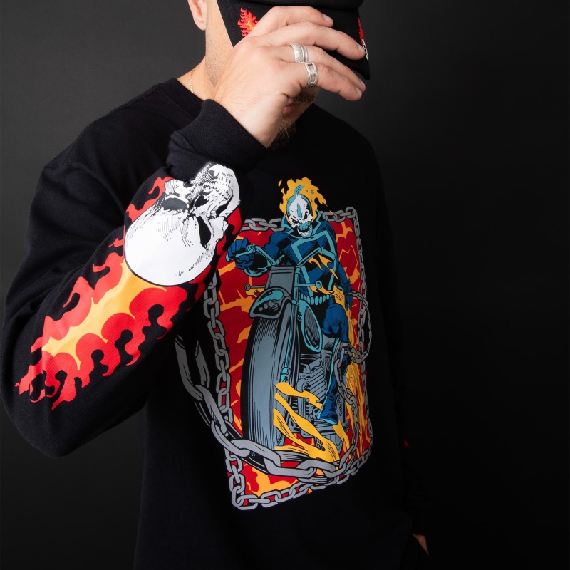 Camiseta Manga Longa High Marvel Ghost Rider Preto