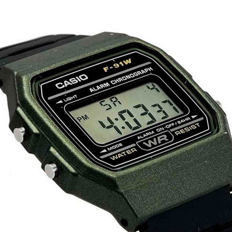 Relgio Casio F-91 Wm-3Adf Preto e Verde