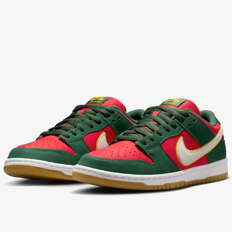Tnis Nike Sb Dunk Low Premium Vermelho e Verde Seattle Super Sonics