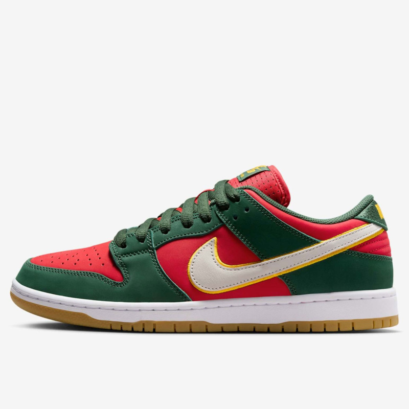 Tnis Nike Sb Dunk Low Premium Vermelho e Verde Seattle Super Sonics