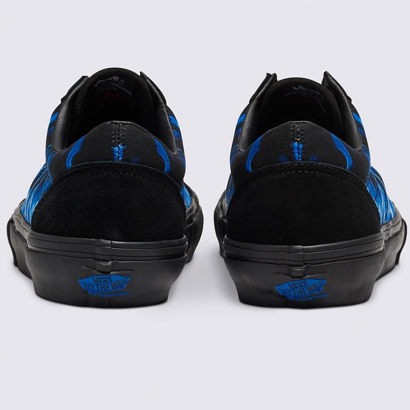 Tnis Vans Skate Old Skool Blue Flames Preto