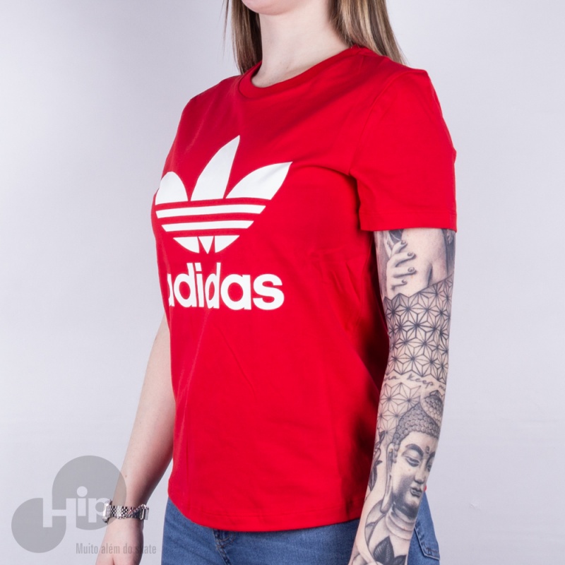 Baby Look Adidas Ed7493 Vermelha