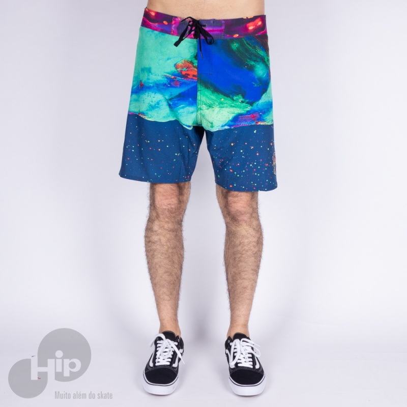 Bermuda Rvca Fletcher Trunk Azul Escuro