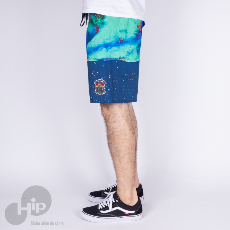 Bermuda Rvca Fletcher Trunk Azul Escuro